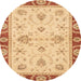 Round Machine Washable Abstract Orange Rug, wshabs3999