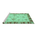 Sideview of Machine Washable Abstract Turquoise Modern Area Rugs, wshabs3999turq