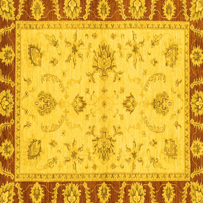Square Machine Washable Abstract Yellow Modern Rug, wshabs3999yw