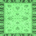 Square Machine Washable Abstract Emerald Green Modern Area Rugs, wshabs3999emgrn