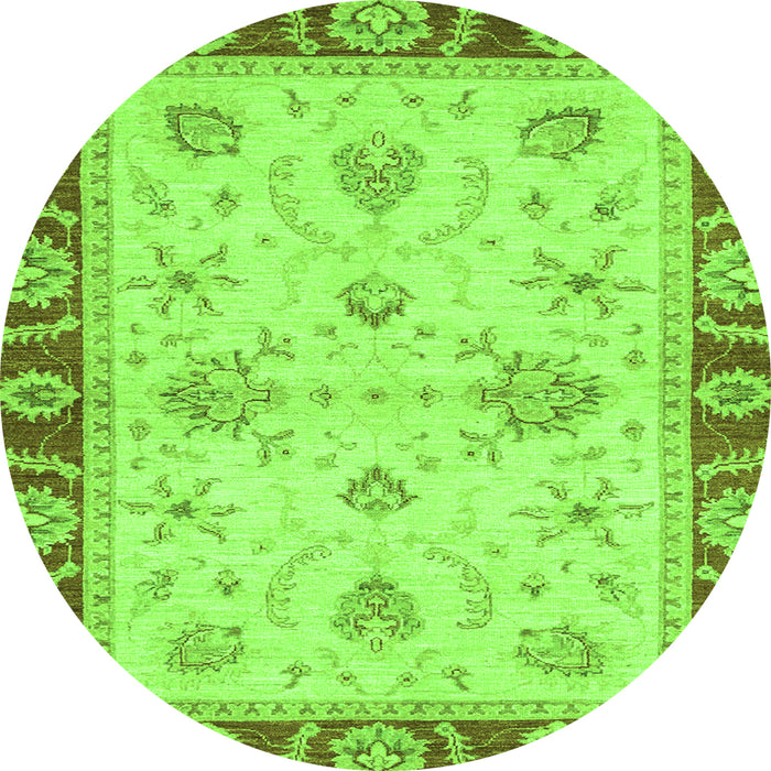 Round Abstract Green Modern Rug, abs3999grn