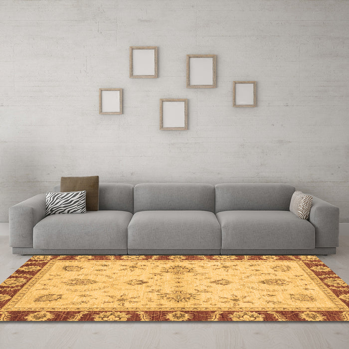 Machine Washable Abstract Brown Modern Rug in a Living Room,, wshabs3999brn