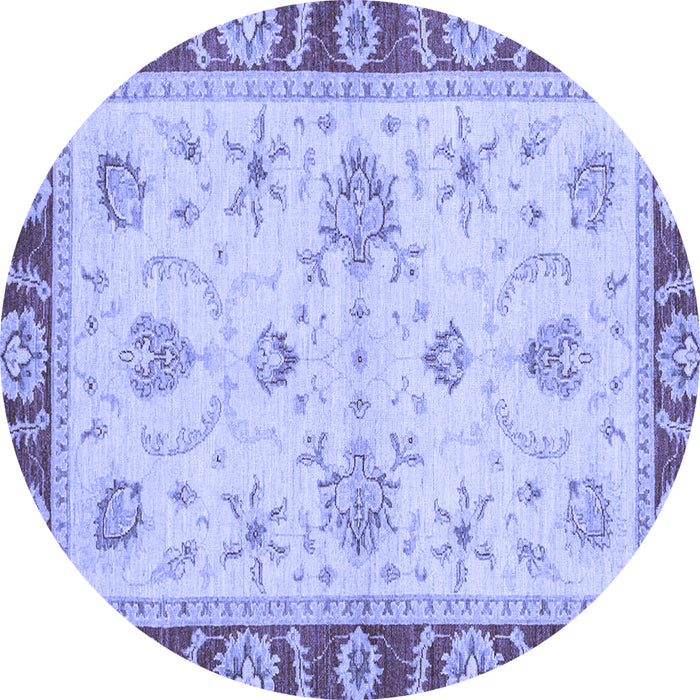 Round Abstract Blue Modern Rug, abs3999blu