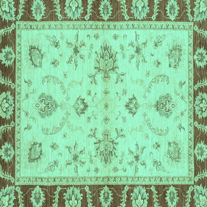 Square Machine Washable Abstract Turquoise Modern Area Rugs, wshabs3999turq