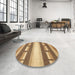 Round Machine Washable Abstract Light Brown Rug in a Office, wshabs399