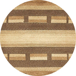 Round Abstract Light Brown Modern Rug, abs399