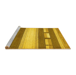 Sideview of Machine Washable Abstract Yellow Modern Rug, wshabs399yw