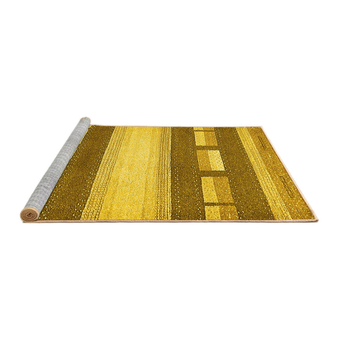 Sideview of Machine Washable Abstract Yellow Modern Rug, wshabs399yw