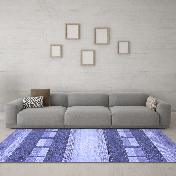 Machine Washable Abstract Blue Modern Rug in a Living Room, wshabs399blu