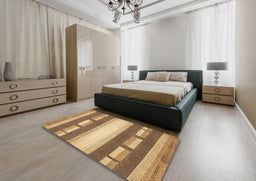 Abstract Light Brown Modern Rug in a Bedroom, abs399