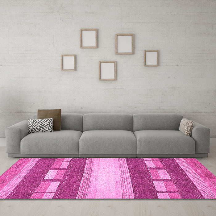 Machine Washable Abstract Pink Modern Rug in a Living Room, wshabs399pnk