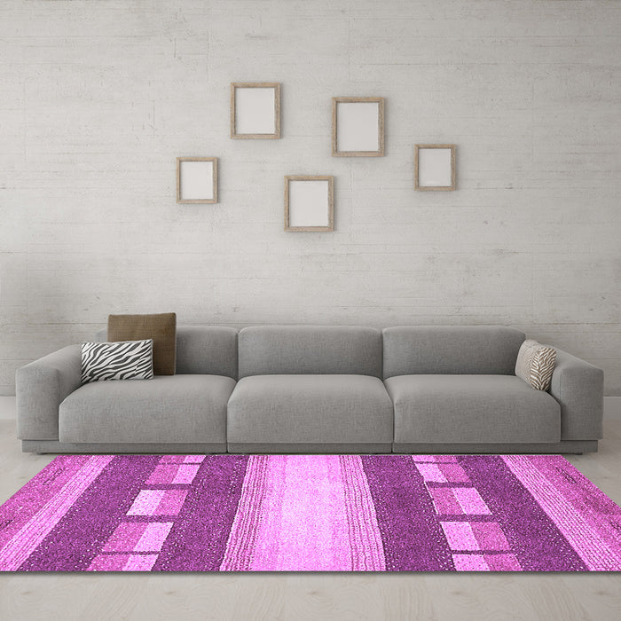 Machine Washable Abstract Purple Modern Area Rugs in a Living Room, wshabs399pur