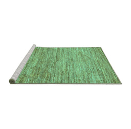 Sideview of Machine Washable Abstract Turquoise Modern Area Rugs, wshabs39turq