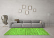 Machine Washable Abstract Green Modern Area Rugs in a Living Room,, wshabs39grn