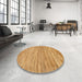 Round Machine Washable Abstract Orange Rug in a Office, wshabs39