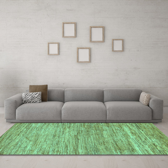 Machine Washable Abstract Turquoise Modern Area Rugs in a Living Room,, wshabs39turq