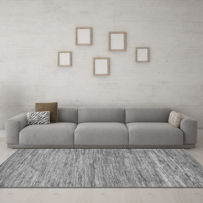 Machine Washable Abstract Gray Modern Rug in a Living Room,, wshabs39gry