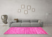 Machine Washable Abstract Pink Modern Rug in a Living Room, wshabs39pnk