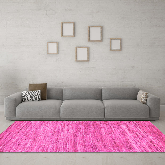 Machine Washable Abstract Pink Modern Rug in a Living Room, wshabs39pnk