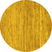 Round Machine Washable Abstract Yellow Modern Rug, wshabs39yw