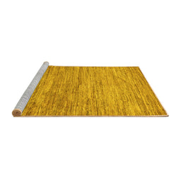 Sideview of Machine Washable Abstract Yellow Modern Rug, wshabs39yw