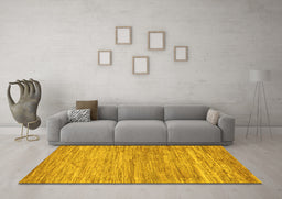 Machine Washable Abstract Yellow Modern Rug in a Living Room, wshabs39yw