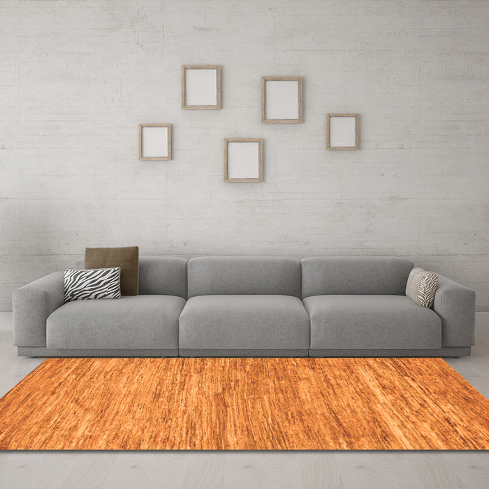 Machine Washable Abstract Orange Modern Area Rugs in a Living Room, wshabs39org