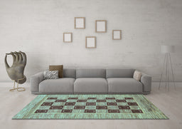 Machine Washable Checkered Light Blue Modern Rug in a Living Room, wshabs3lblu