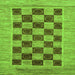 Square Machine Washable Checkered Green Modern Area Rugs, wshabs3grn