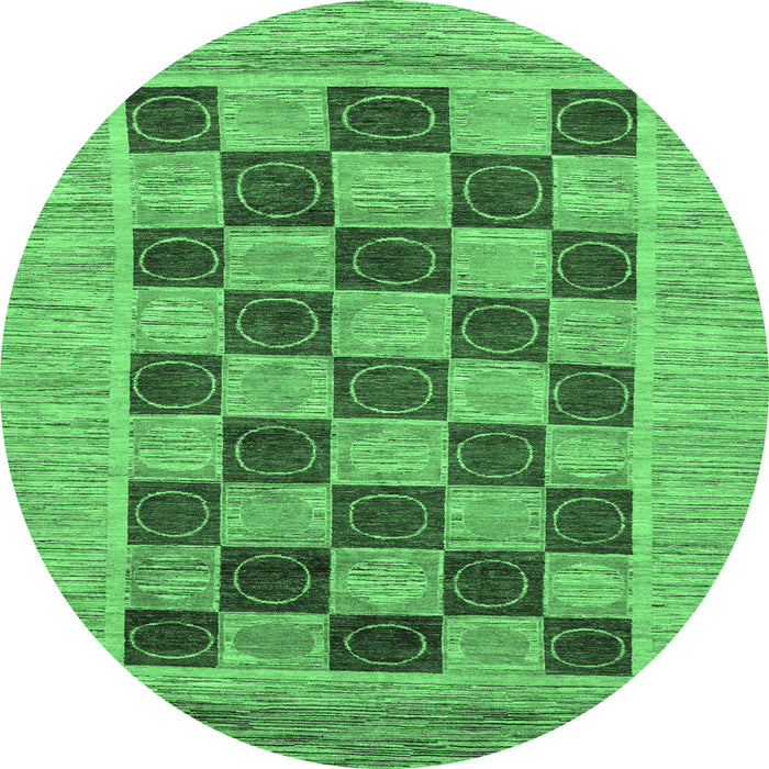 Round Checkered Emerald Green Modern Rug, abs3emgrn