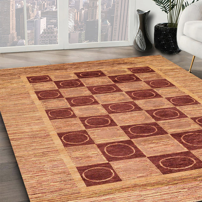 Machine Washable Abstract Orange Rug in a Family Room, wshabs3