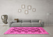 Machine Washable Checkered Pink Modern Rug in a Living Room, wshabs3pnk