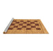 Sideview of Machine Washable Checkered Brown Modern Rug, wshabs3brn