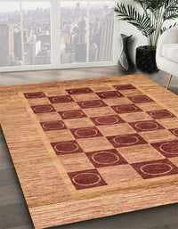 Abstract Orange Checkered Rug, abs3