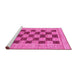 Sideview of Machine Washable Checkered Pink Modern Rug, wshabs3pnk