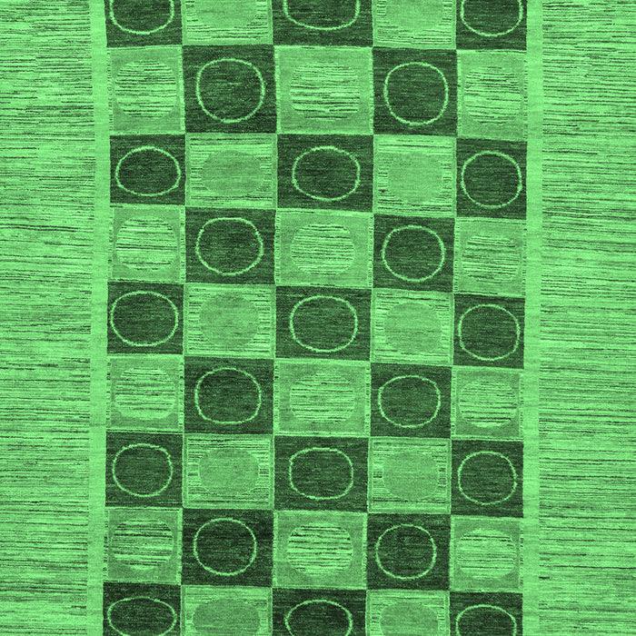 Machine Washable Checkered Emerald Green Modern Area Rugs, wshabs3emgrn