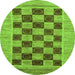 Round Checkered Green Modern Rug, abs3grn