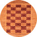 Round Machine Washable Checkered Orange Modern Area Rugs, wshabs3org