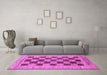 Machine Washable Checkered Purple Modern Area Rugs in a Living Room, wshabs3pur