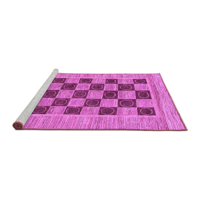 Sideview of Machine Washable Checkered Purple Modern Area Rugs, wshabs3pur