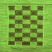 Square Checkered Green Modern Rug, abs3grn