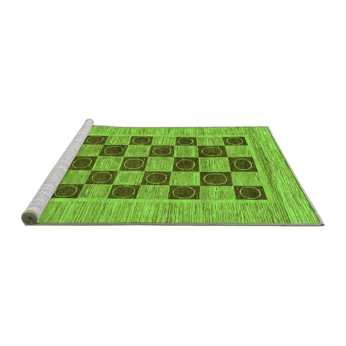 Sideview of Machine Washable Checkered Green Modern Area Rugs, wshabs3grn
