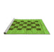 Sideview of Machine Washable Checkered Green Modern Area Rugs, wshabs3grn