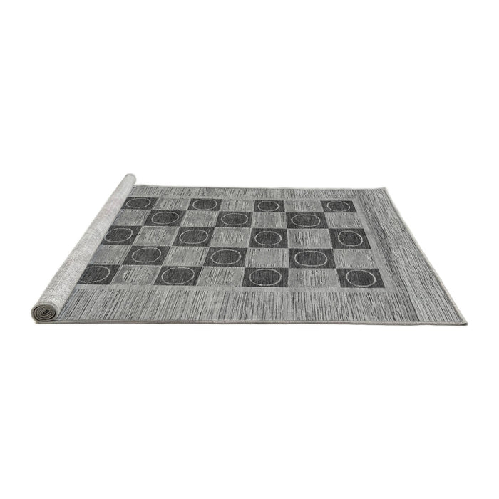Sideview of Machine Washable Checkered Gray Modern Rug, wshabs3gry