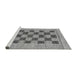 Sideview of Machine Washable Checkered Gray Modern Rug, wshabs3gry