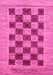 Machine Washable Checkered Pink Modern Rug, wshabs3pnk