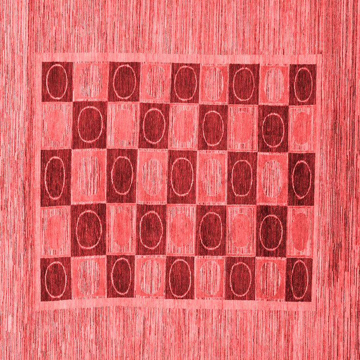Machine Washable Checkered Red Modern Rug, wshabs3red