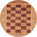 Round Abstract Orange Checkered Rug, abs3