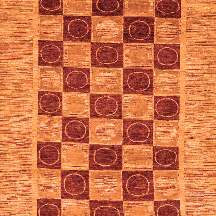 Machine Washable Checkered Orange Modern Area Rugs, wshabs3org