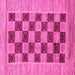 Square Machine Washable Checkered Pink Modern Rug, wshabs3pnk